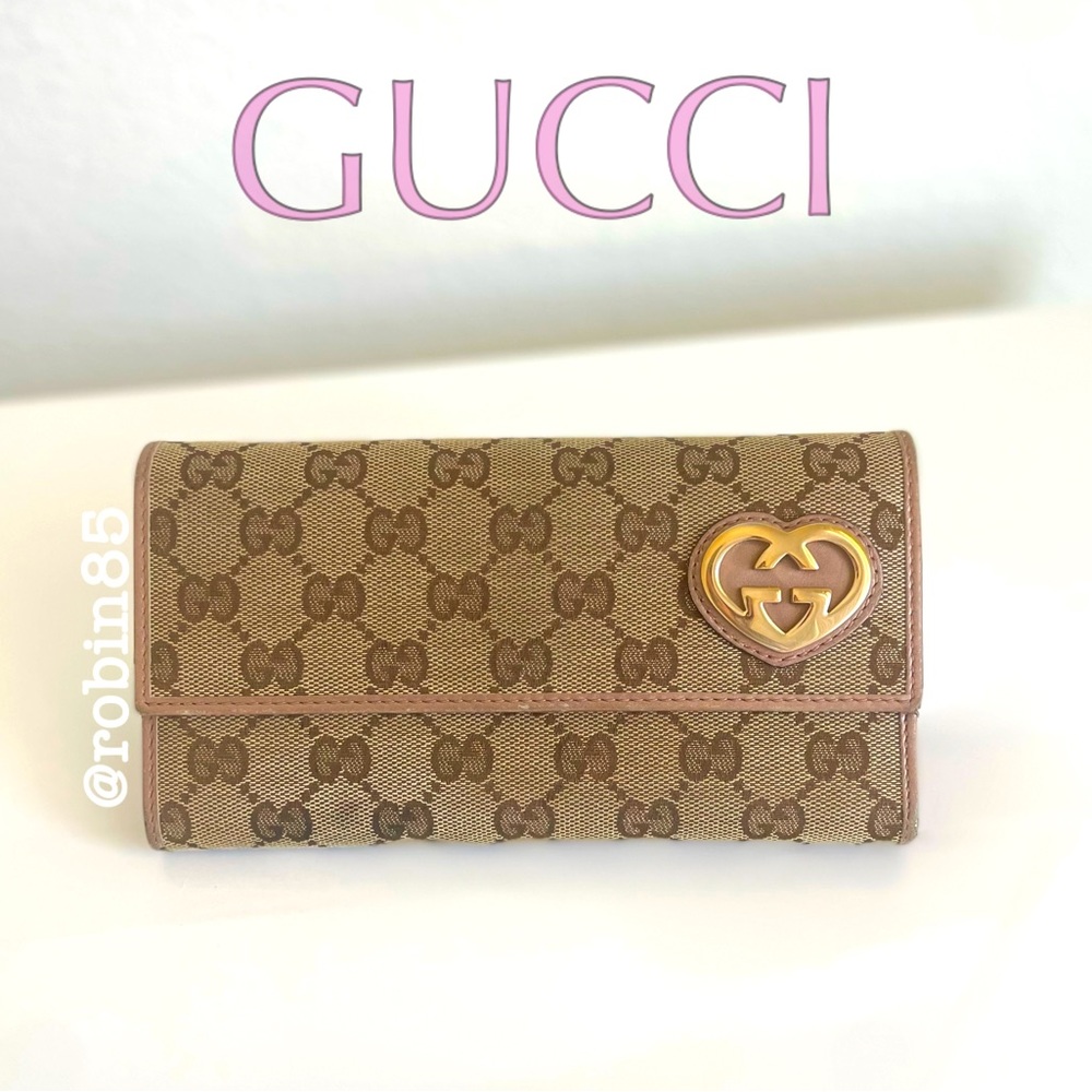 GUCCI Long Wallet ♡ Heart Detail ♡ Rose Gold ♡ W/Box ☆ Y2K ☆